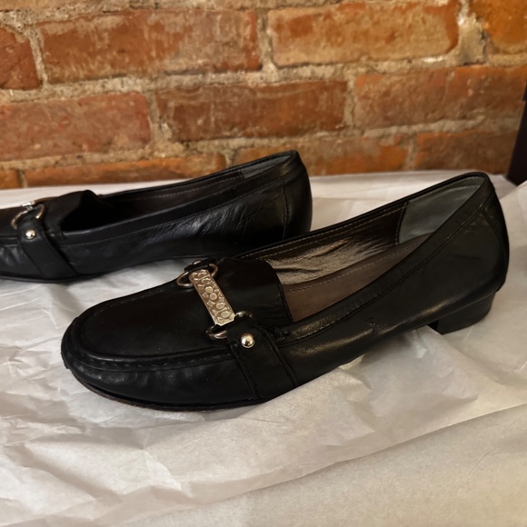 Coach Eileen Black Canvas Leather Monogram Slip On Loafers - Picture 3 of 5